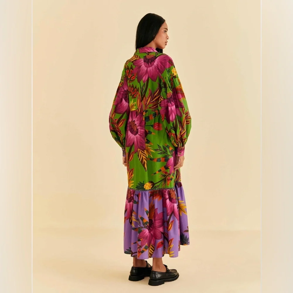 Farm Rio Maxi Flowers Organic Cotton Maxi Dress - Picture 7 of 9